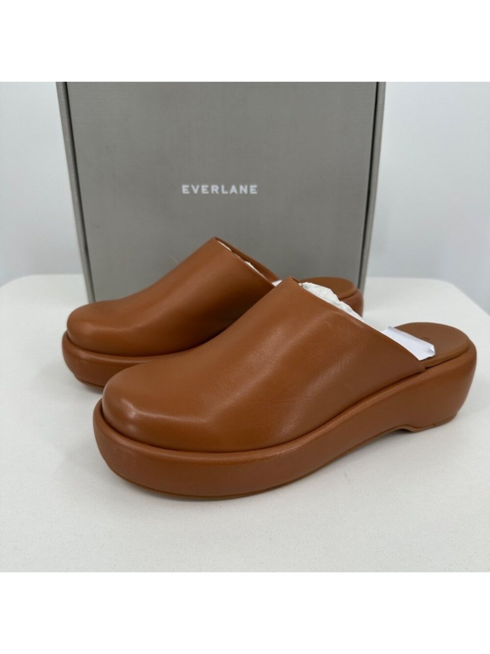 Everlane The Puffa Flatform in Brown Leather size 8 Women's Chunky Platform Clog